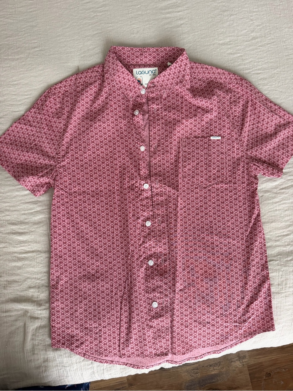 Laguna B Pink Geometric Short-Sleeve Button-Down Shirt